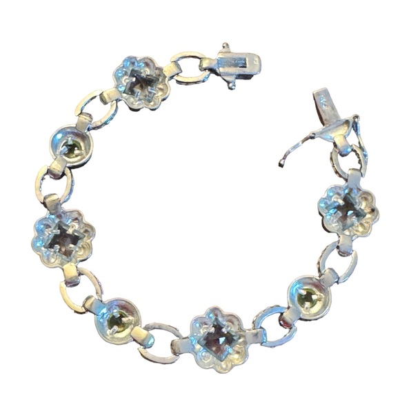 Sterling silver 925 FAS fancy blue crystal facet link bracelet - Picture 5 of 5